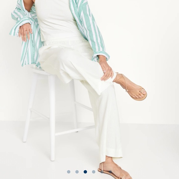 NWT OLD NAVY High-Waisted Linen-Blend Wide-Leg Pants Color: White Lili… - Picture 3 of 7